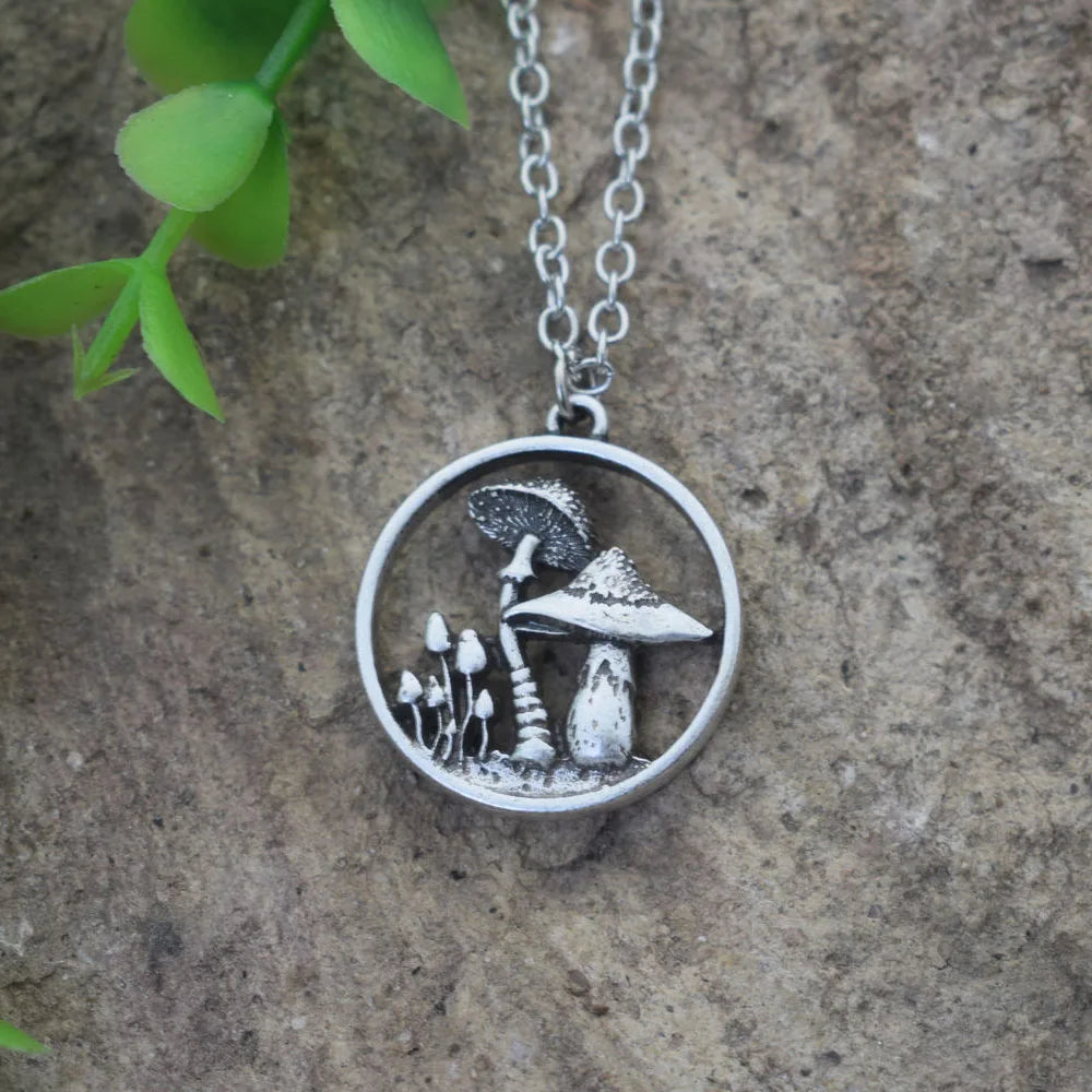 Witchy Forrest Nature Mushroom Necklace Gothic Jewellery
