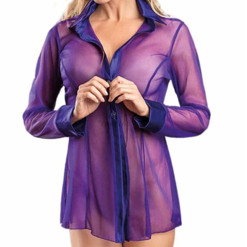 Transparent Button Lingerie Dress/Blouse