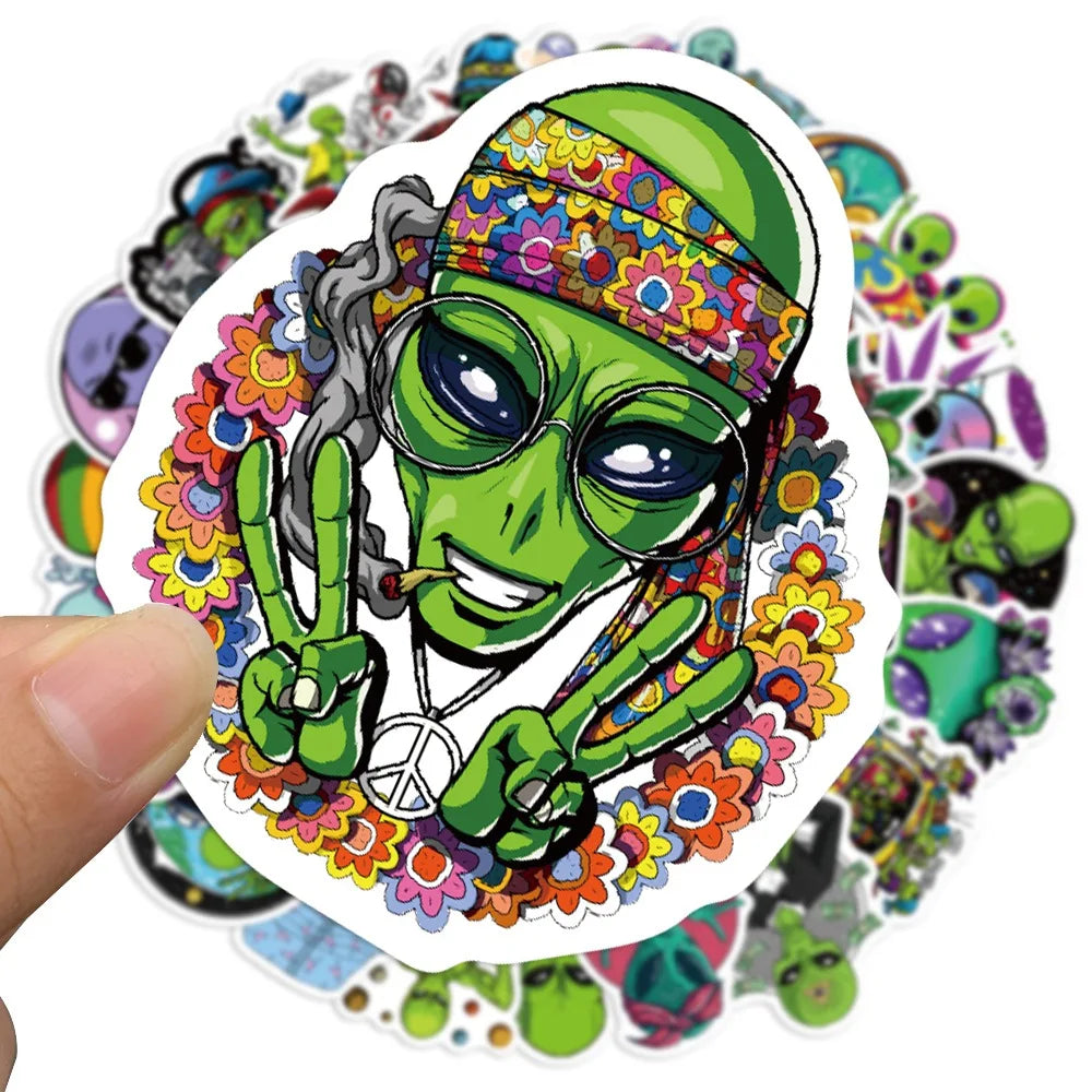 Psychedelic Alien Stickers (50pcs)