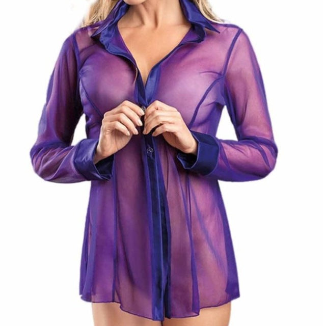 Transparent Button Lingerie Dress/Blouse