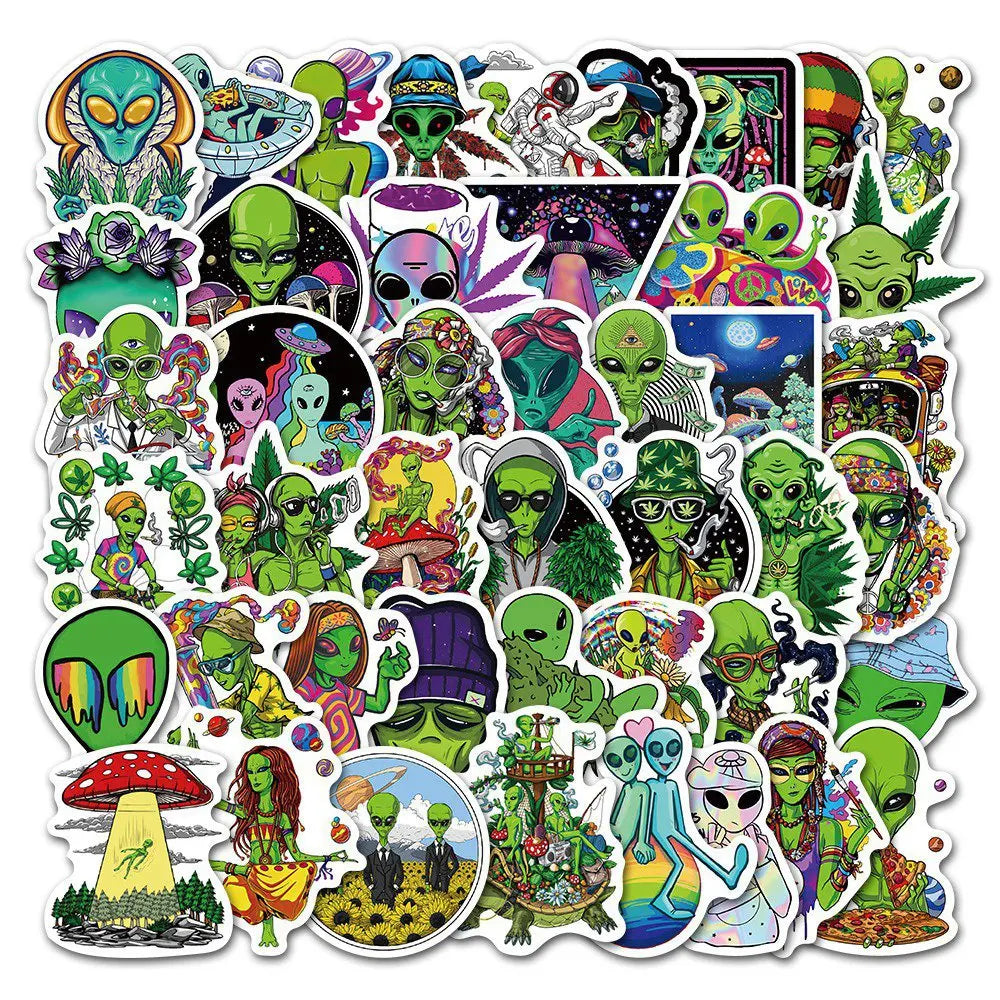 Psychedelic Alien Stickers (50pcs)