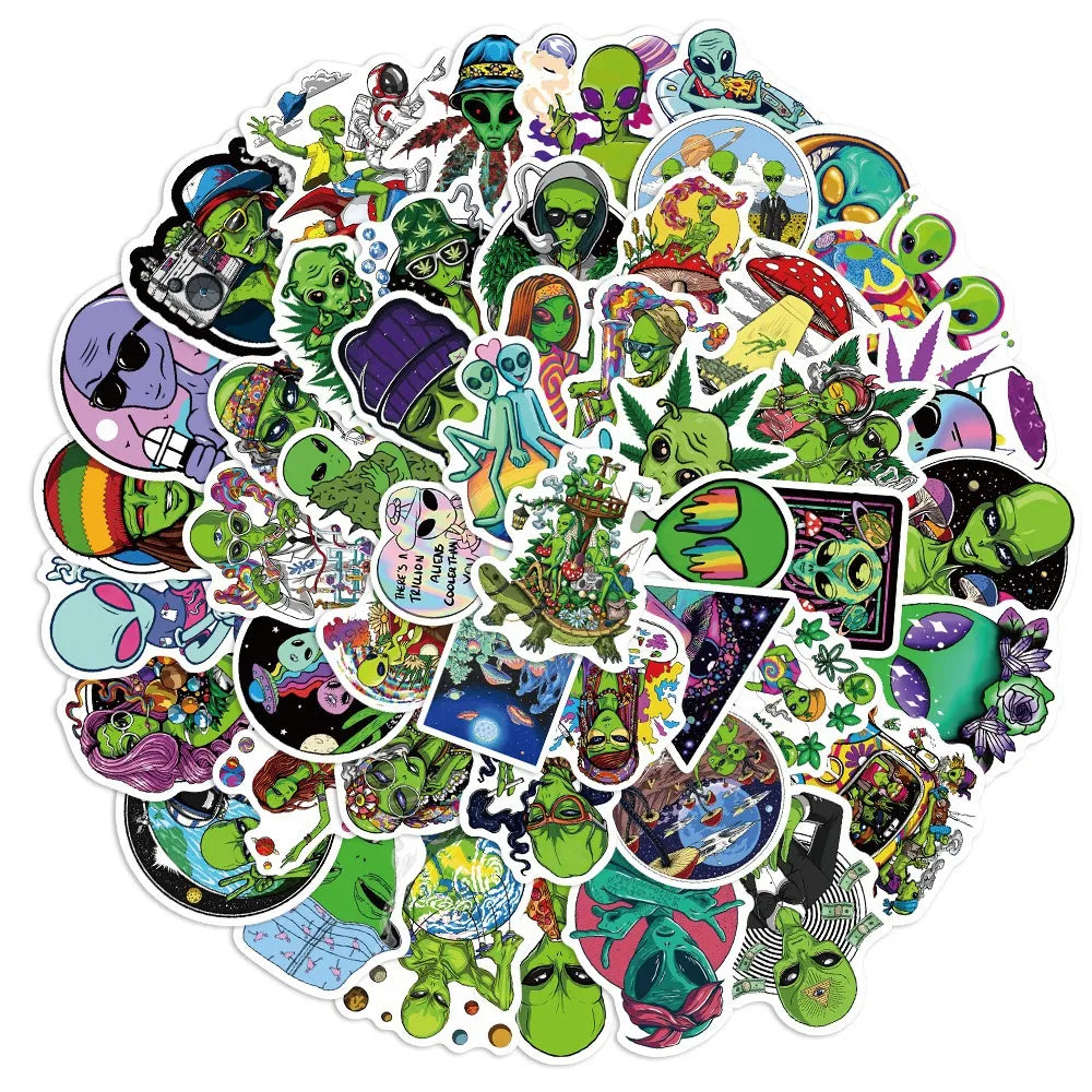 Psychedelic Alien Stickers (50pcs)