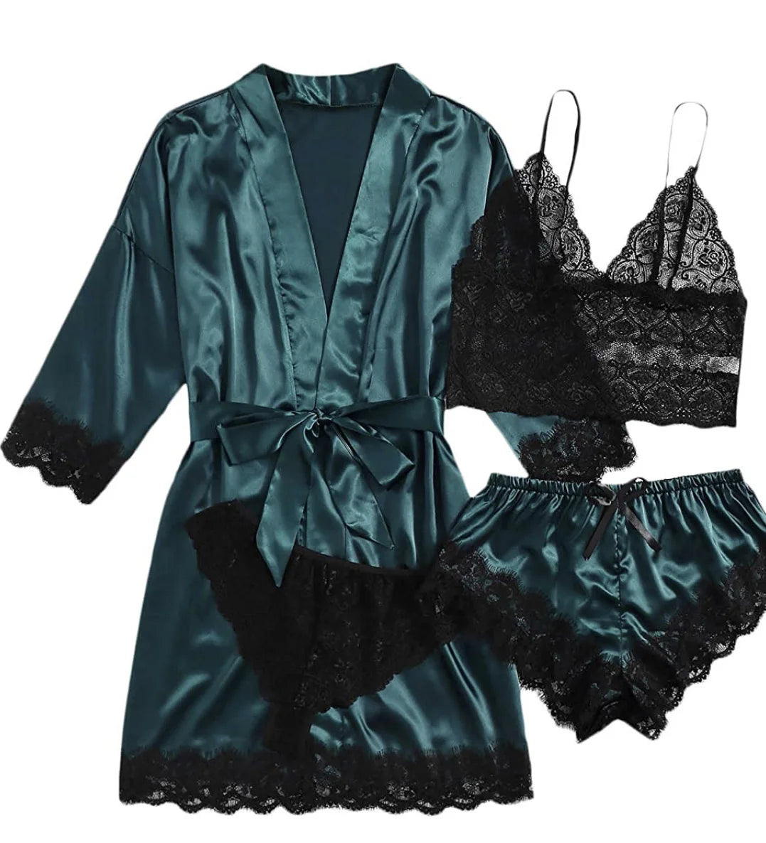 Satin Silk Pajama Set 4pcs