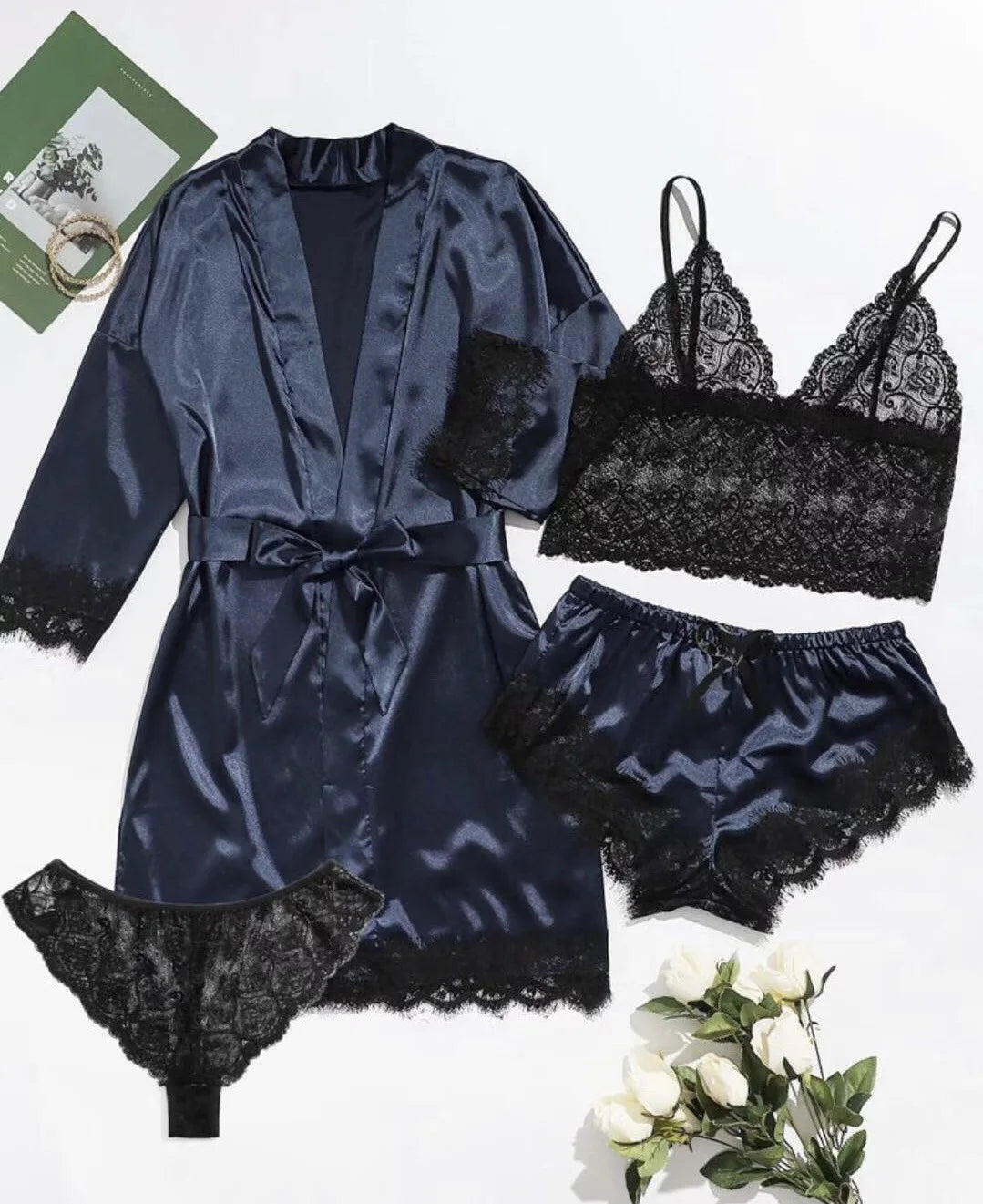 Satin Silk Pajama Set 4pcs