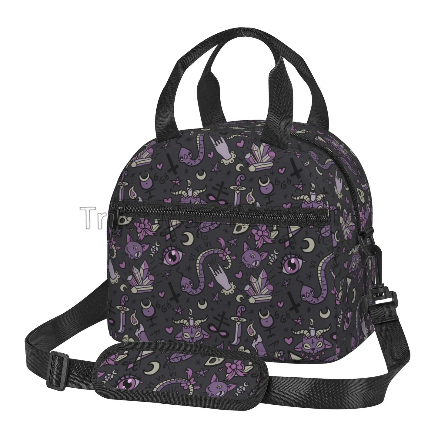 Spooky Gray Purple Reusable Lunch Bag