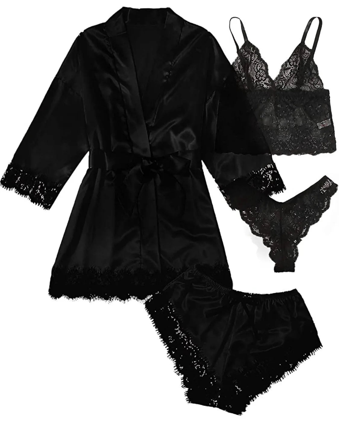 Satin Silk Pajama Set 4pcs