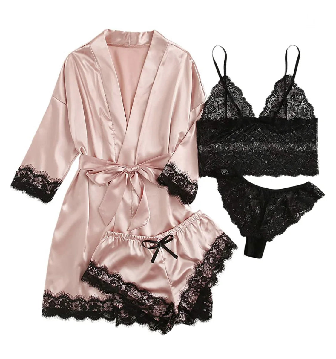Satin Silk Pajama Set 4pcs