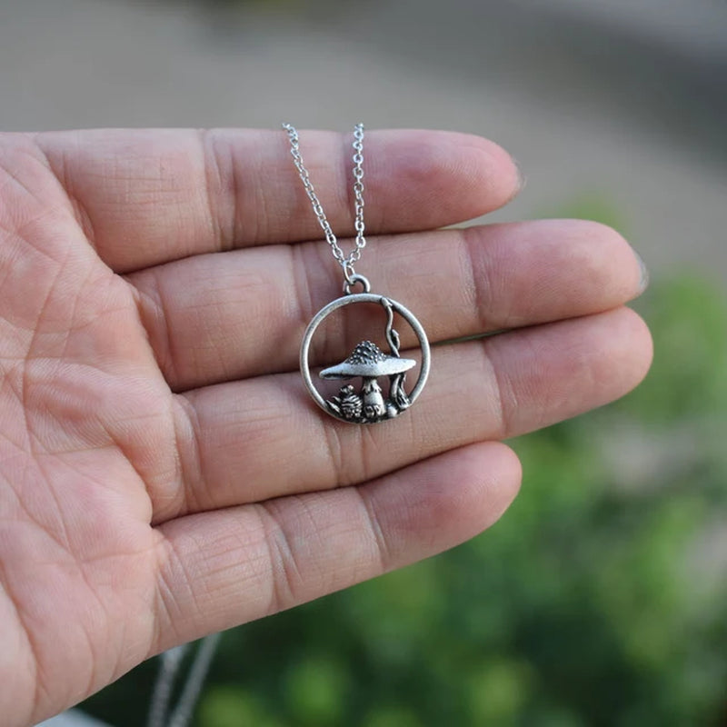 Witchy Forrest Nature Mushroom Necklace Gothic Jewellery